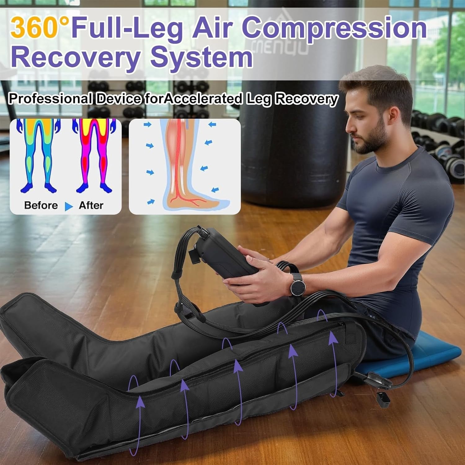 Air Compression Leg Massager Boots for Pain Relief, Circulation & Recovery