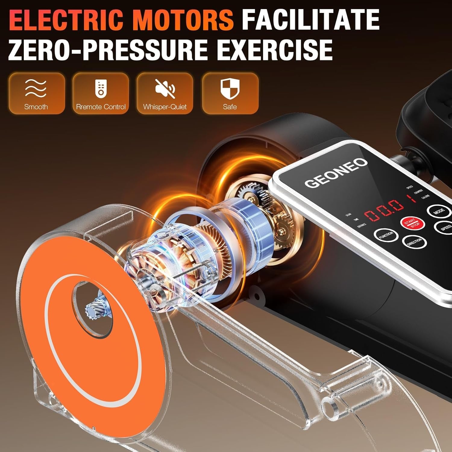 Under Desk Elliptical Machine Electric Seated Pedal Exerciser Quiet Remote