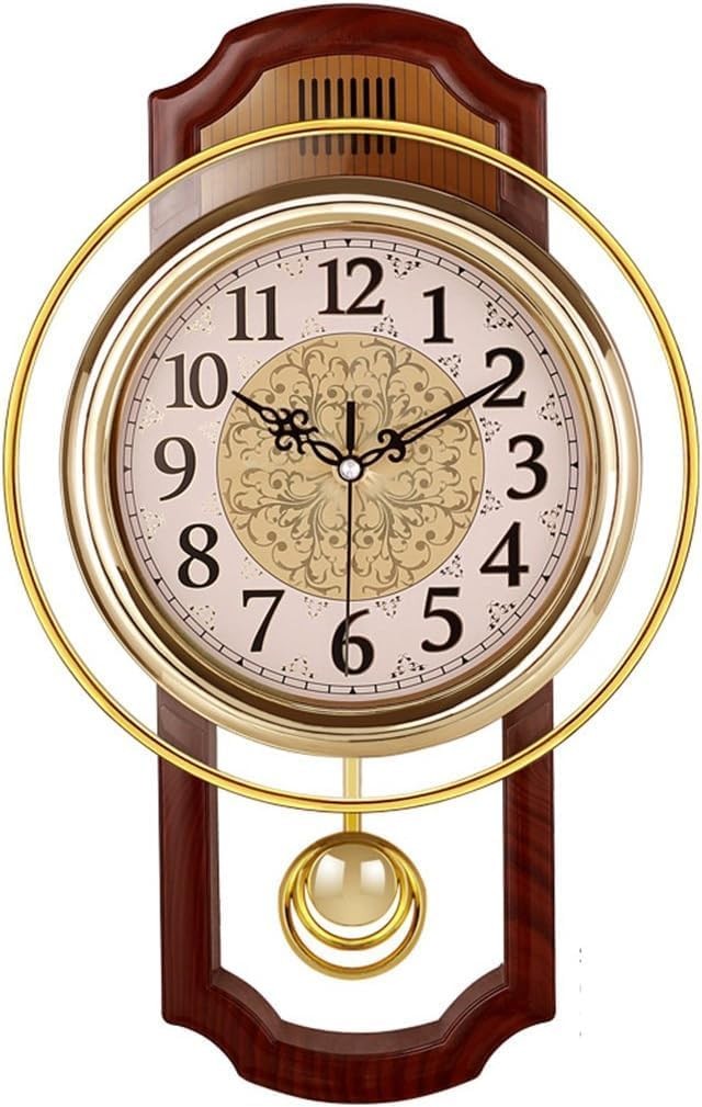 Vintage Silent Wall Clock Retro Swing Pendulum Large Home Decor 43cm