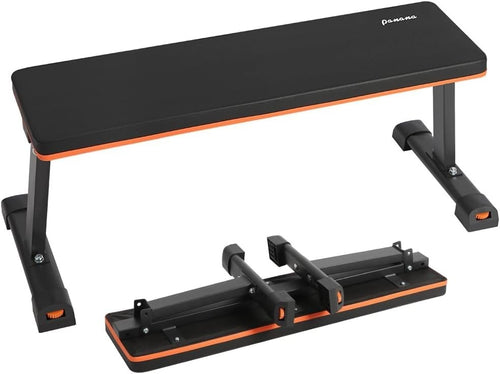 Foldable Flat Workout Bench 450lb Compact Strength Trainer Home Gym