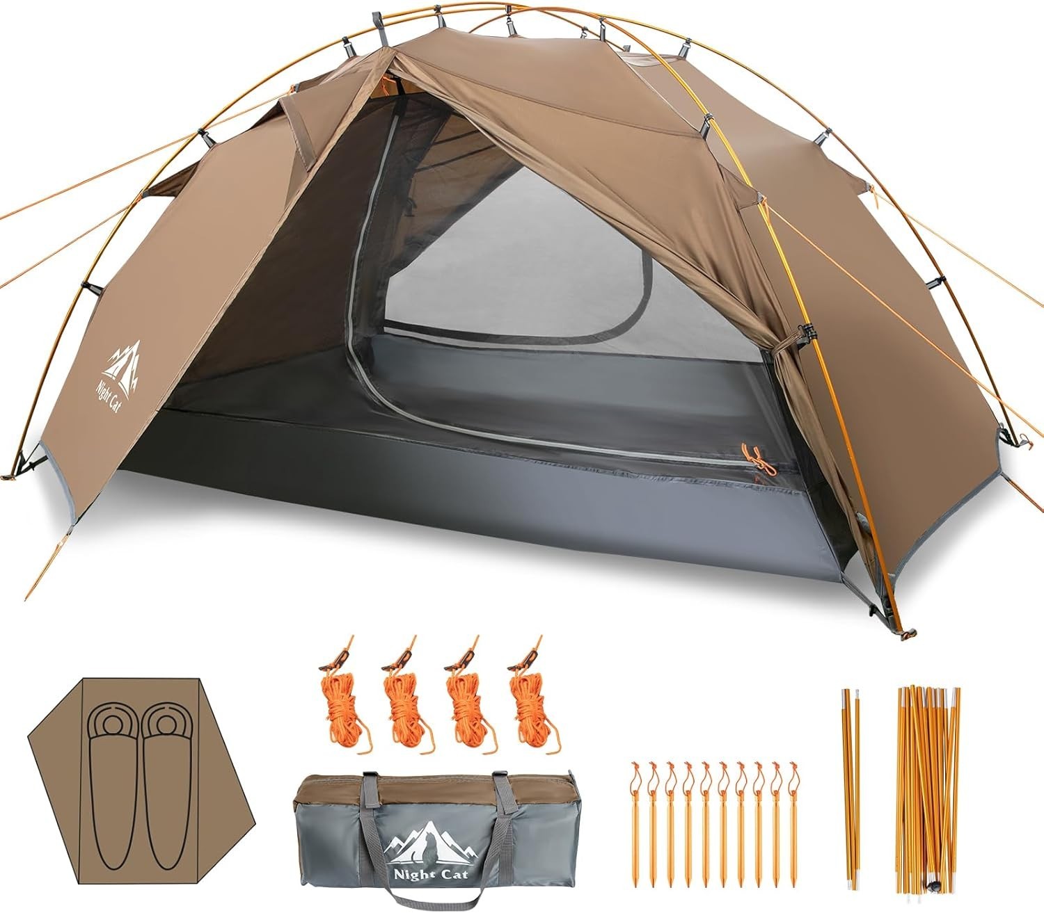 Waterproof 2-Person Backpacking Tent Lightweight Double Layer Easy Setup