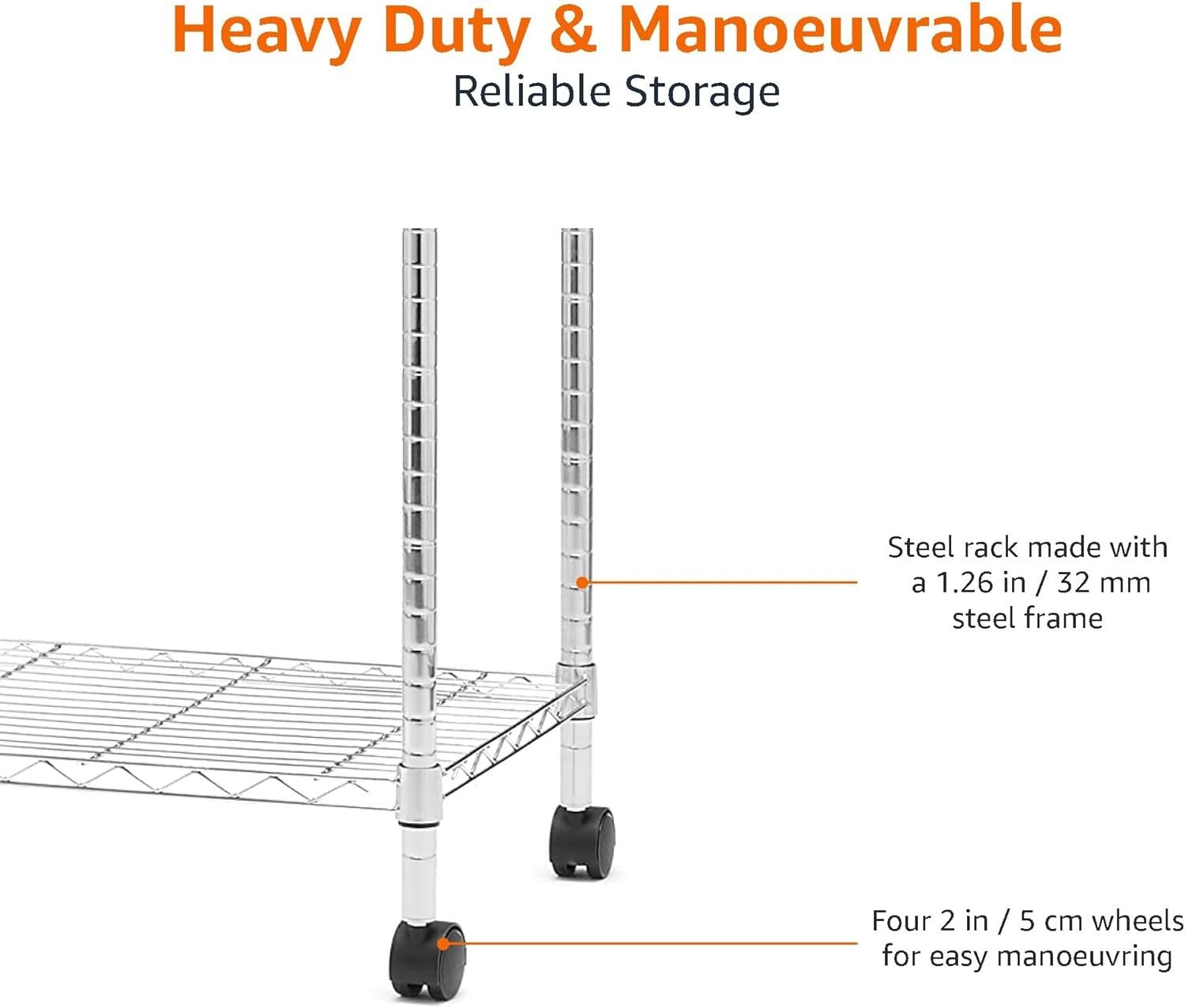 Chrome Clothes Rail with Shelves & Wheels – 180cm