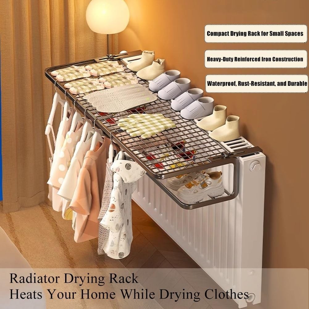 Double-Layer Radiator Clothes Drying Rack – Foldable Indoor Laundry Airer 35cm