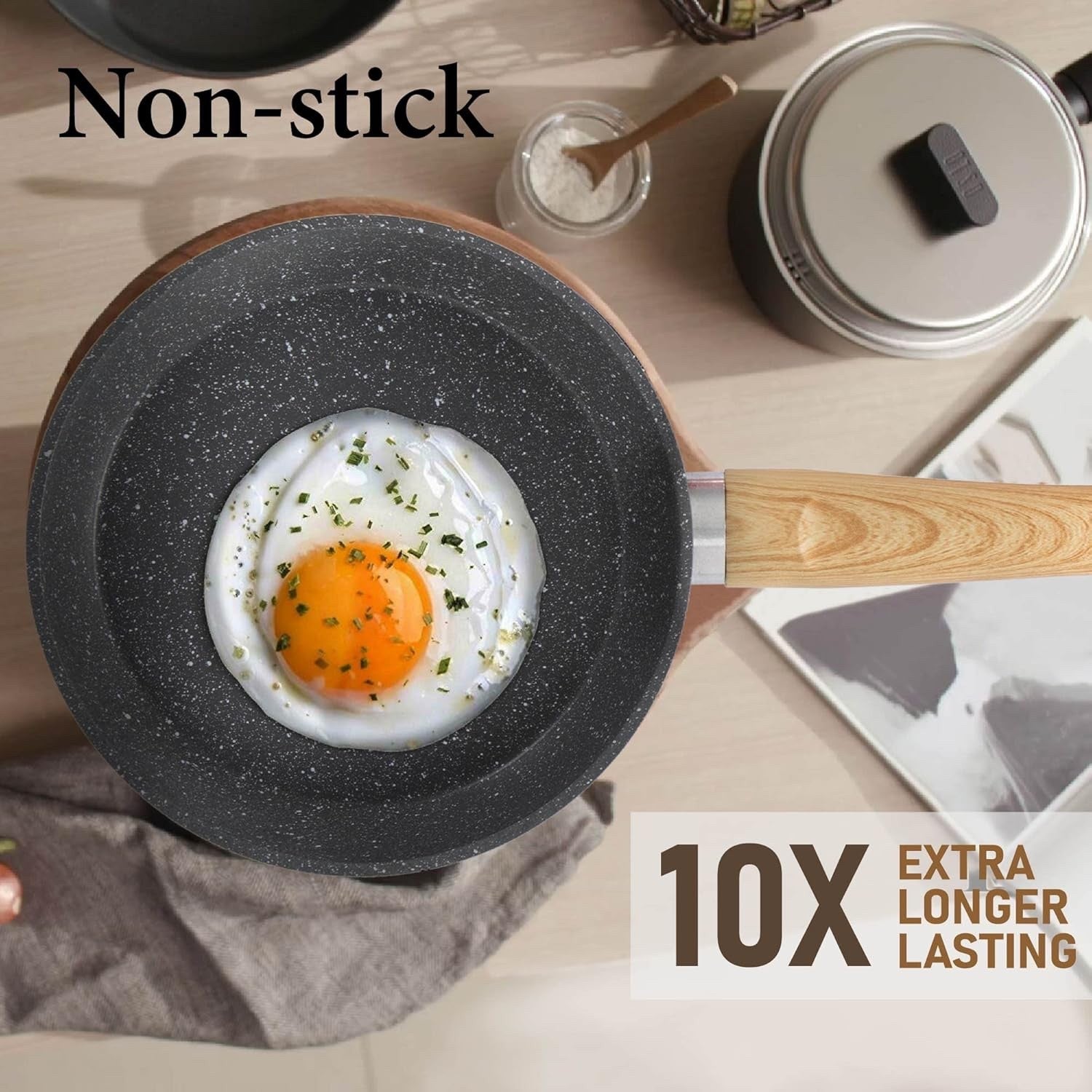 12pcs Grey Granite Induction Cookware Set Non Stick Pans Pots with Glass Lids