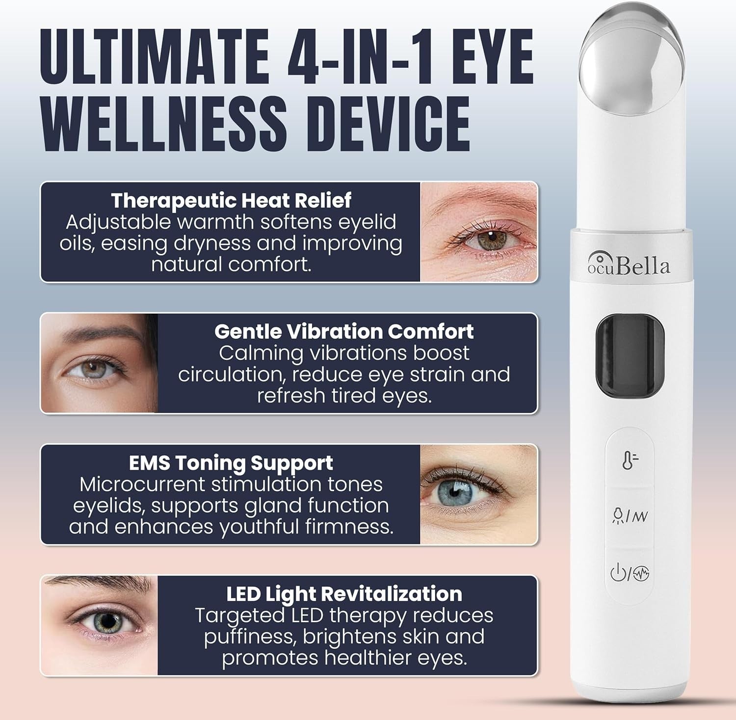 4 in 1 Heated Eye Massager EMS LED Dry Eye Relief Wand