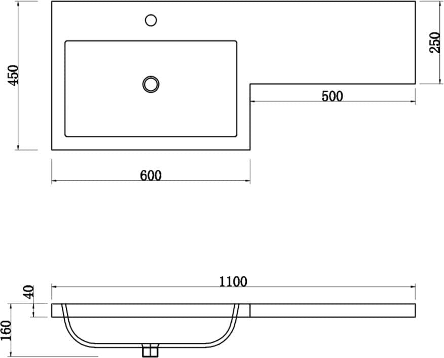 1100mm L Shape Bathroom Vanity Unit with Basin & Toilet Left Hand Gloss White