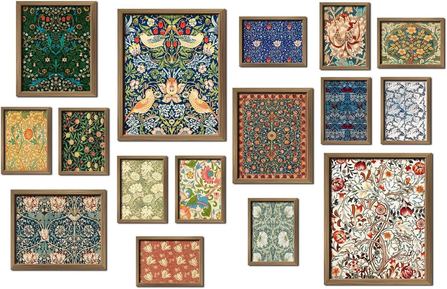 Vintage Floral Wall Art 16pc Poster Set 11x14in Gallery Decor