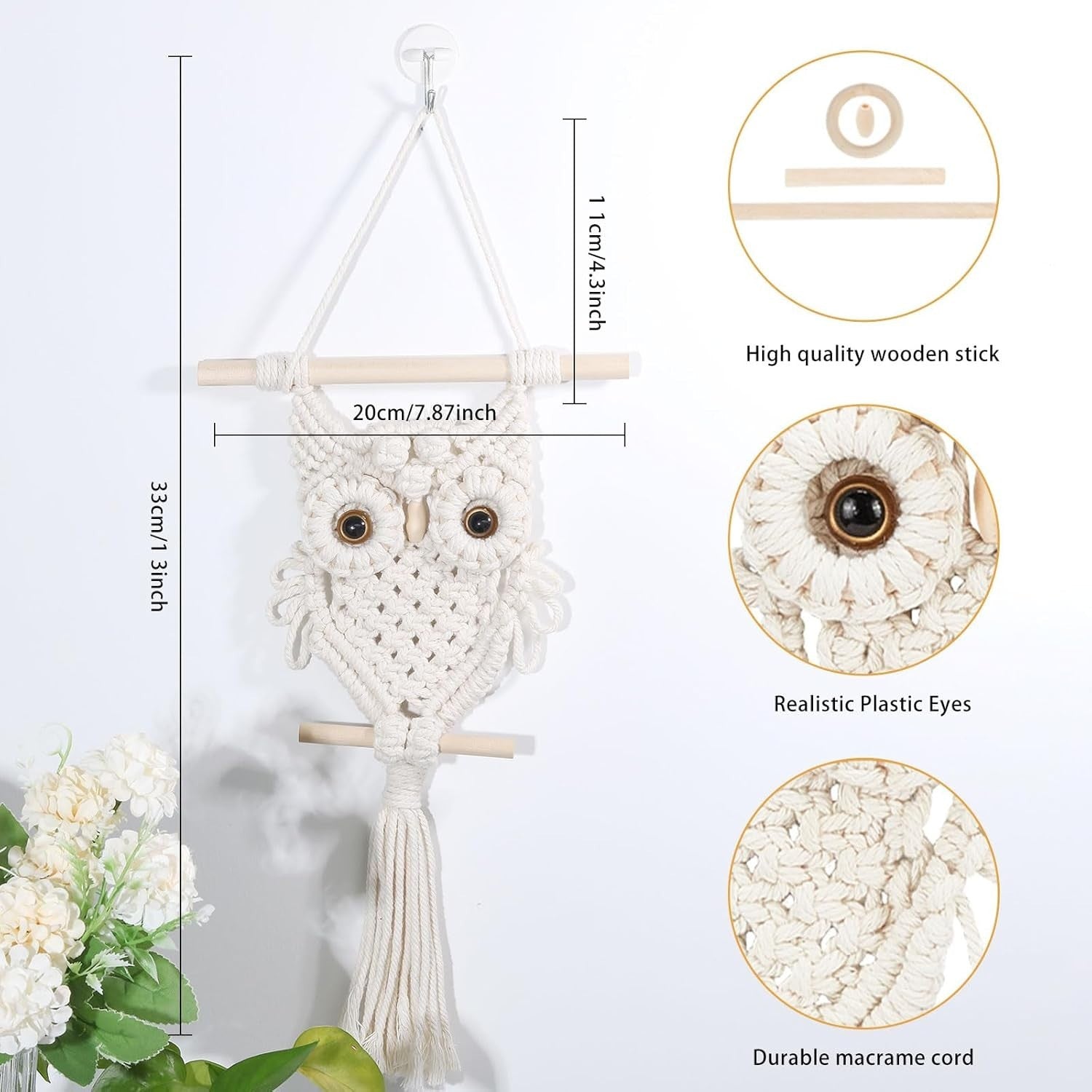 DIY Owl Macrame Wall Hanging Kit Handmade Boho Home Decor