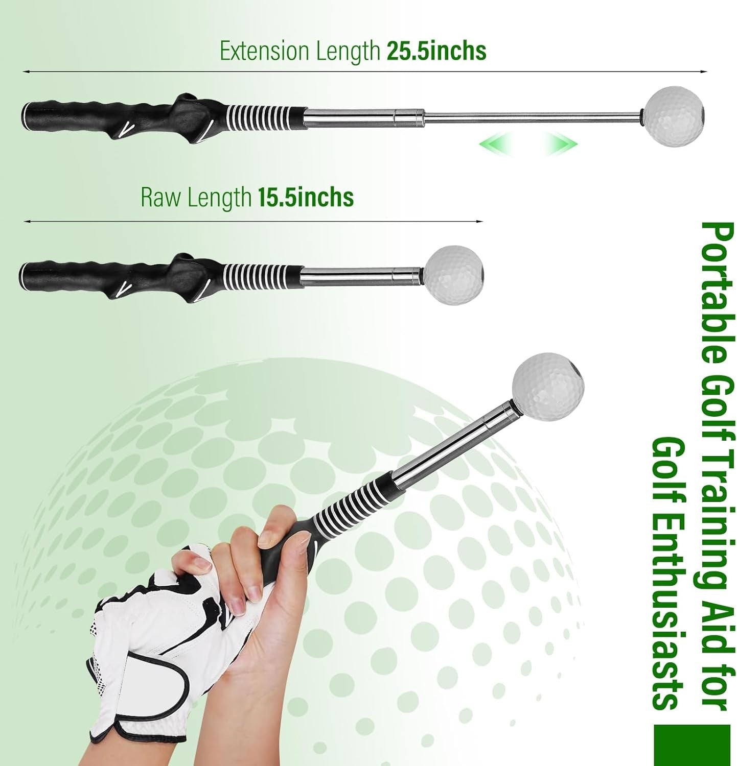 Golf Swing Trainer Retractable Telescopic Practice Stick Click