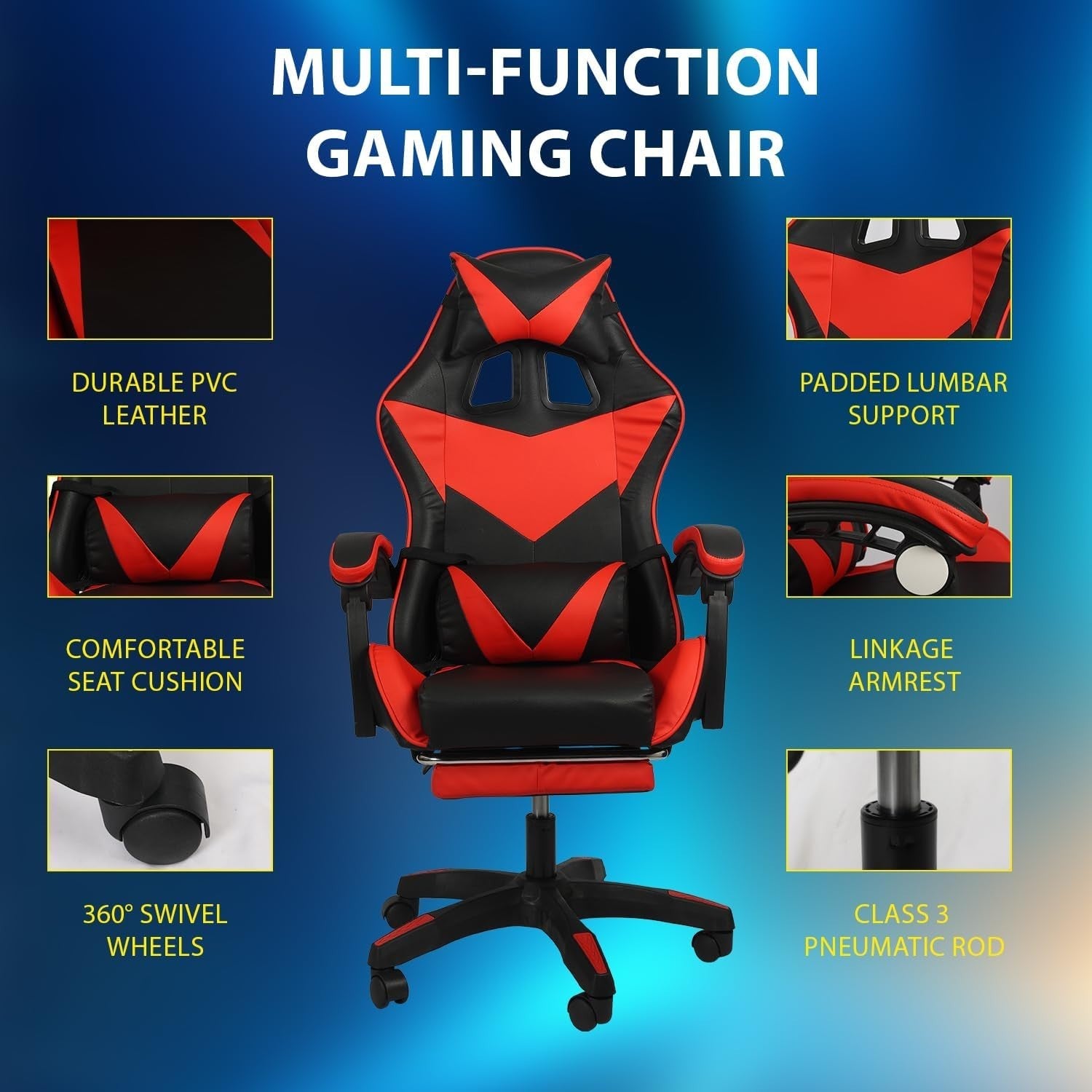 Big & Tall Gaming Chair Oversized High Back Faux Leather PC Video Game Seat