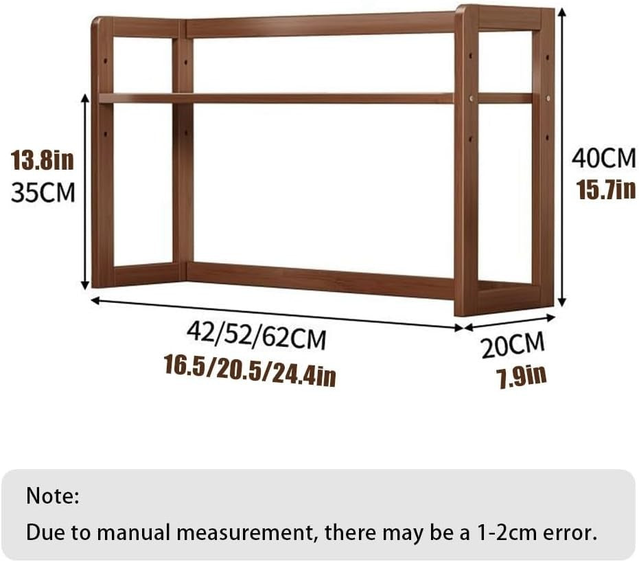 Bamboo Desktop Organizer 2-Tier Adjustable Desk Hutch Storage Shelf 52cm