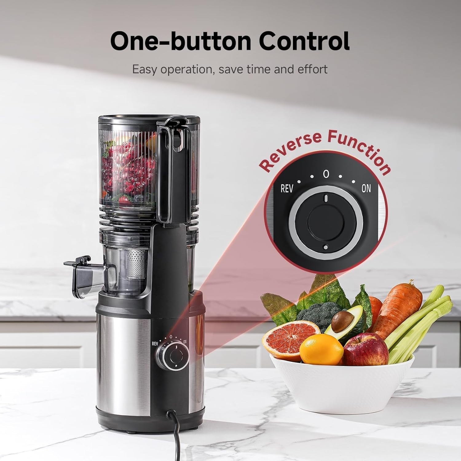 Cold Press Juicer 160mm Wide Chute Whole Fruit 2L Quiet High Yield