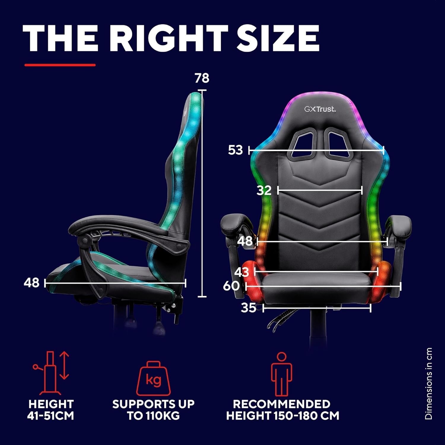 RGB LED Gaming Chair High Back Swivel PU Leather Black