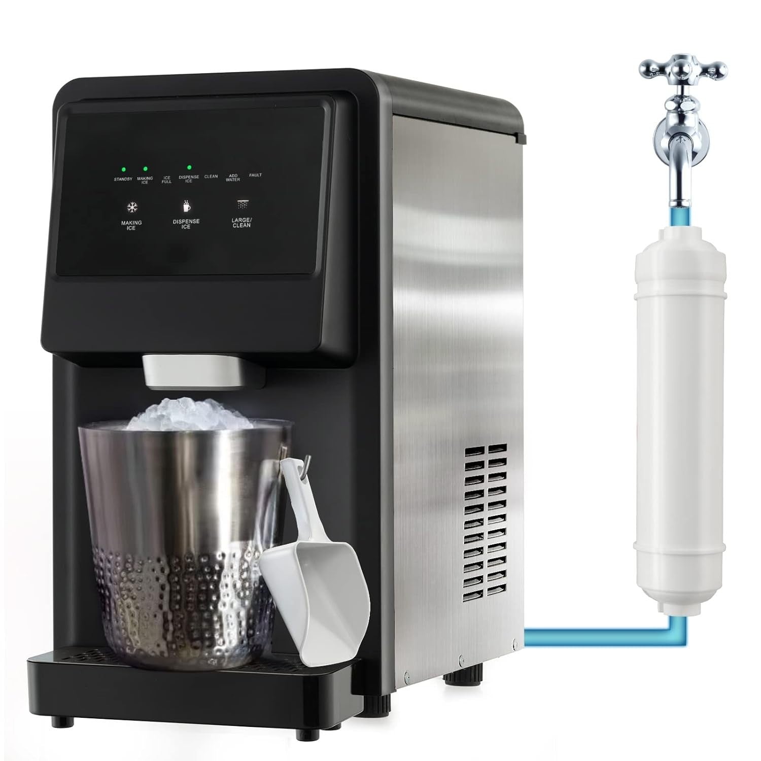 Self Dispensing Nugget Ice Maker Countertop 26kg/24H Self Cleaning