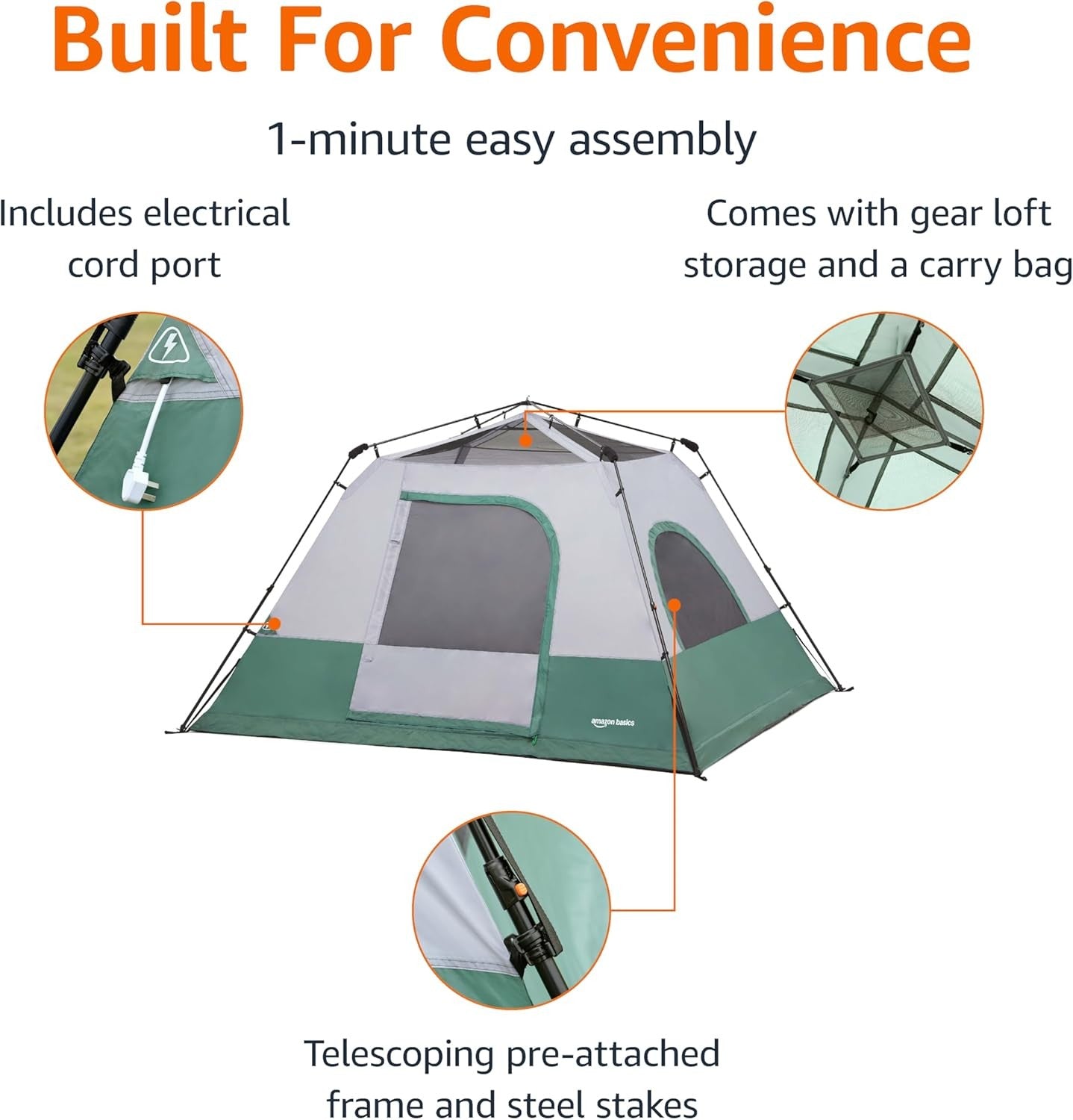 6 Person Camping Tent Waterproof Instant Pop Up with Rainfly Bag