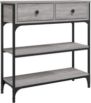 Industrial Console Table with Adjustable Feet & Storage Shelves 75H