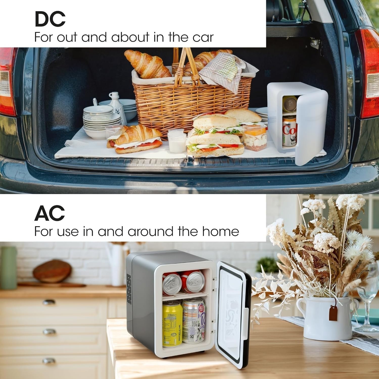 10L Mini Fridge Portable AC/DC Cooler Skincare Drinks Food Black