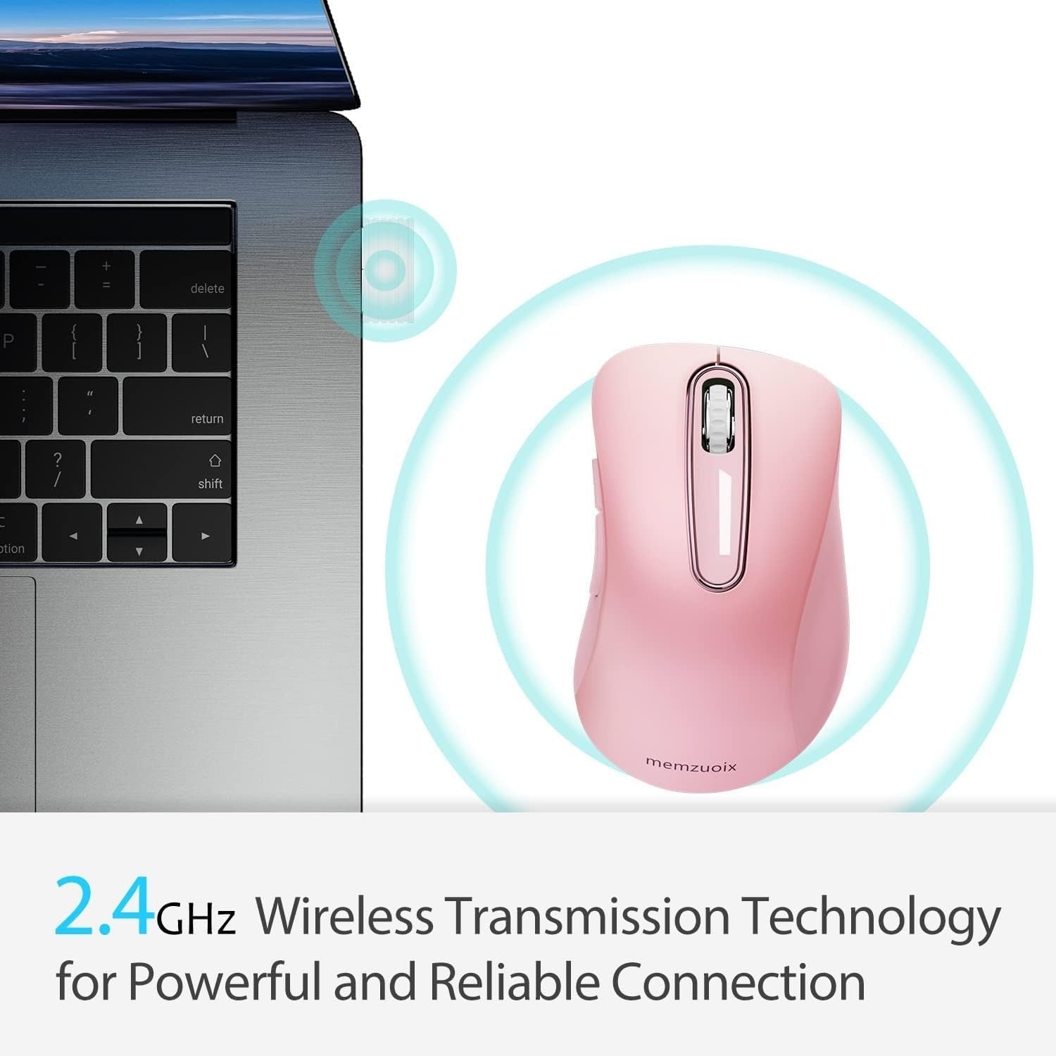 Wireless Mouse 2.4G 1400 DPI Optical USB Portable Laptop PC Pink