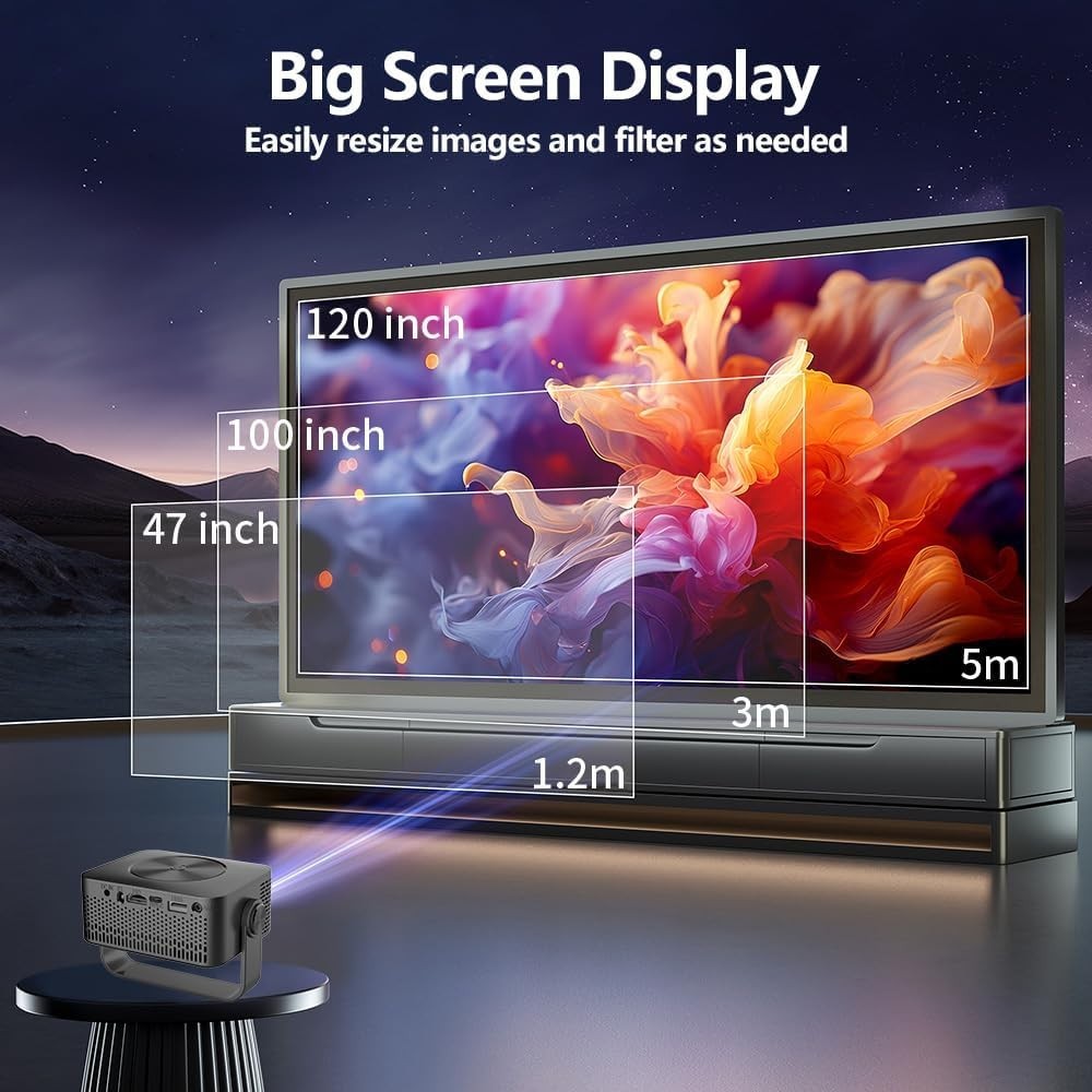 4K Mini Projector 1080P WiFi Portable 180° Home Outdoor Movie