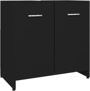 Modern Black Bathroom Storage Cabinet 2-Door Sleek Design 60x33x61cm