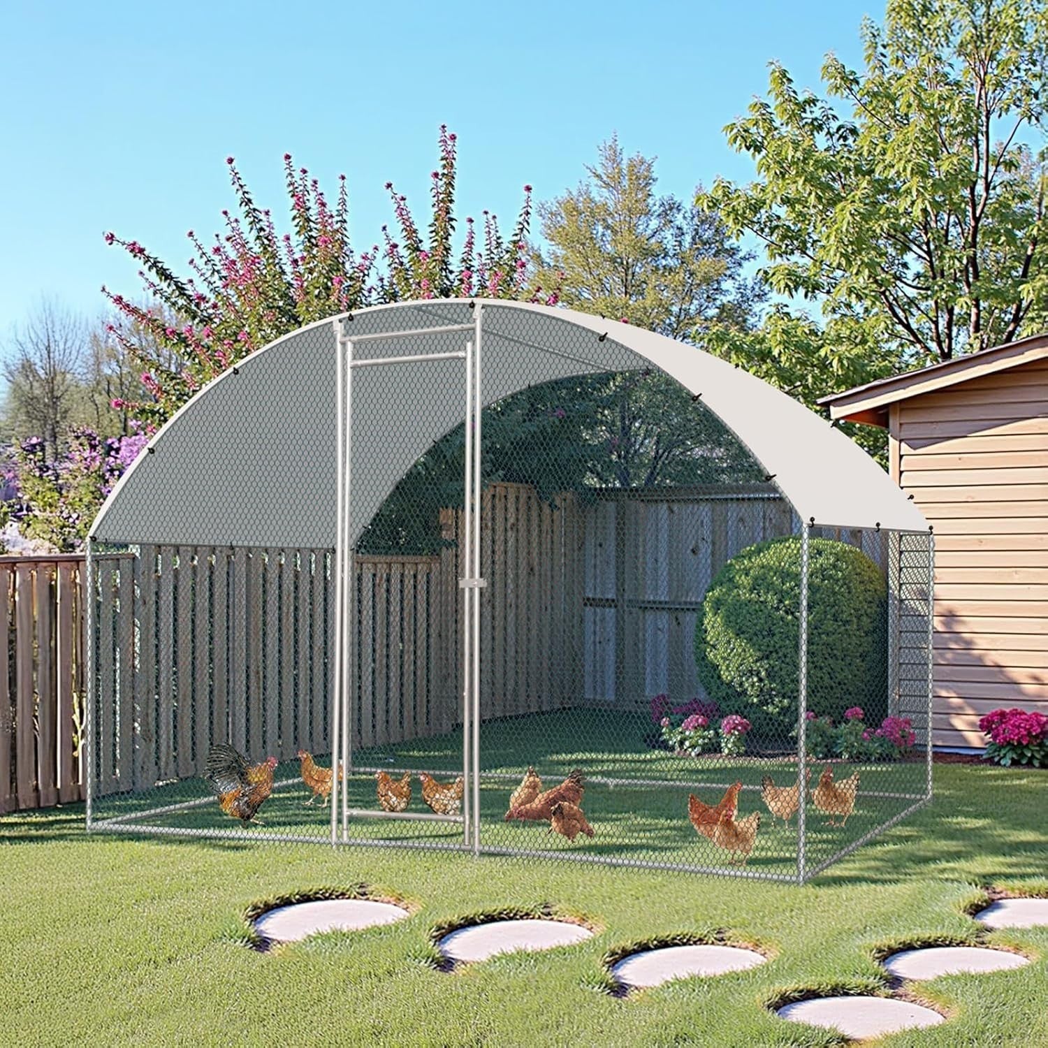 Large Walk In Chicken Coop Run 3x2x2m Galvanised Metal Cage Roof