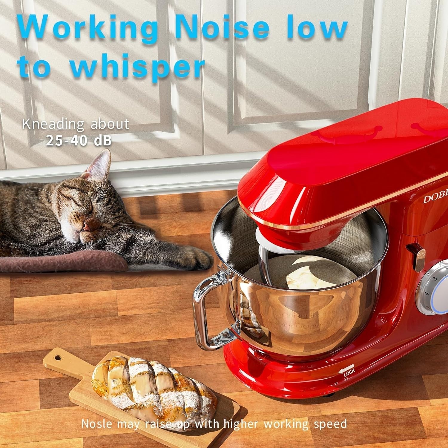 Electric Stand Mixer 9.5QT 660W 7-Speed Tilt-Head Red