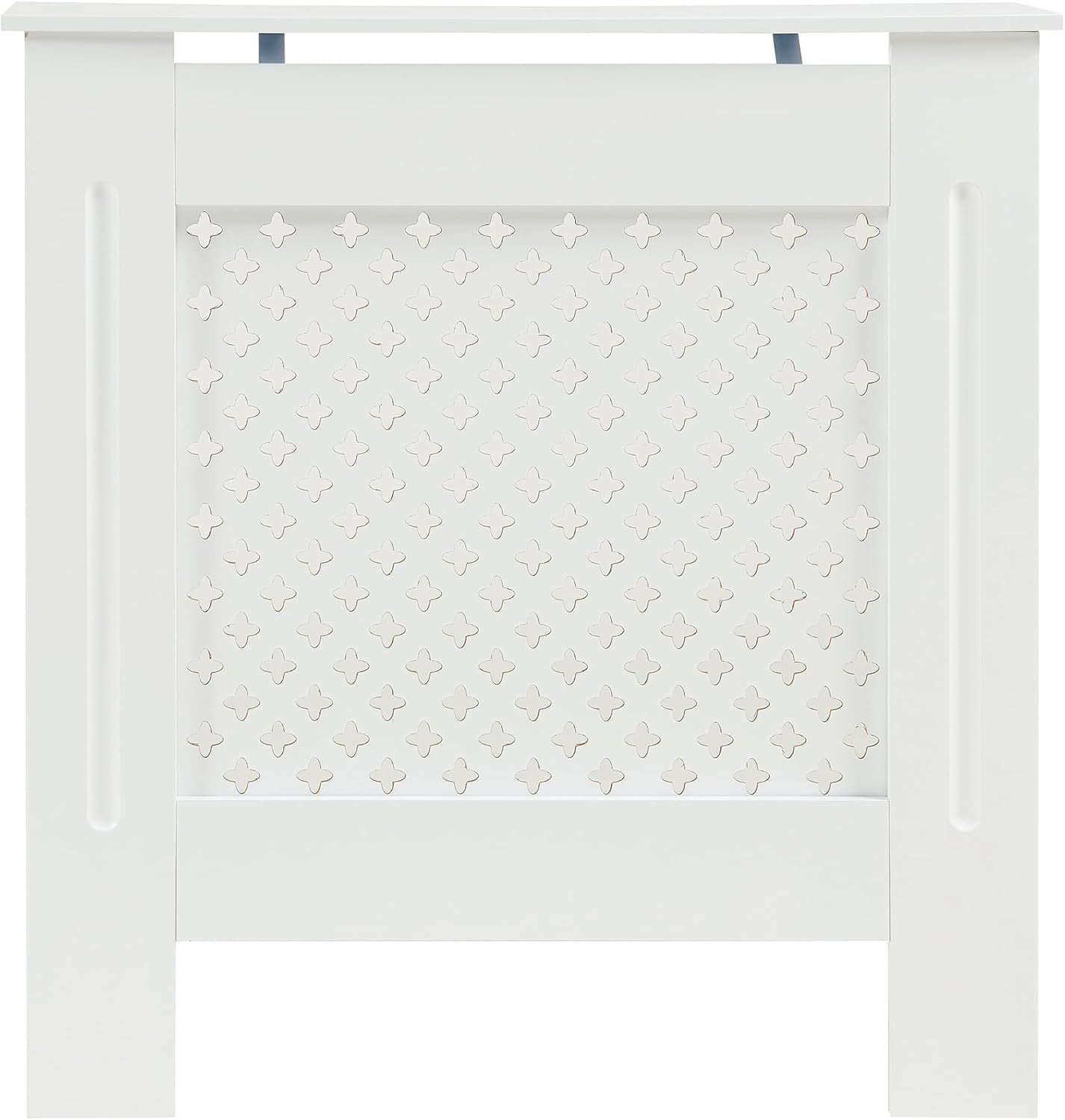 Small White Radiator Cover 78cm Modern Diamond Design MDF Wall Cabinet