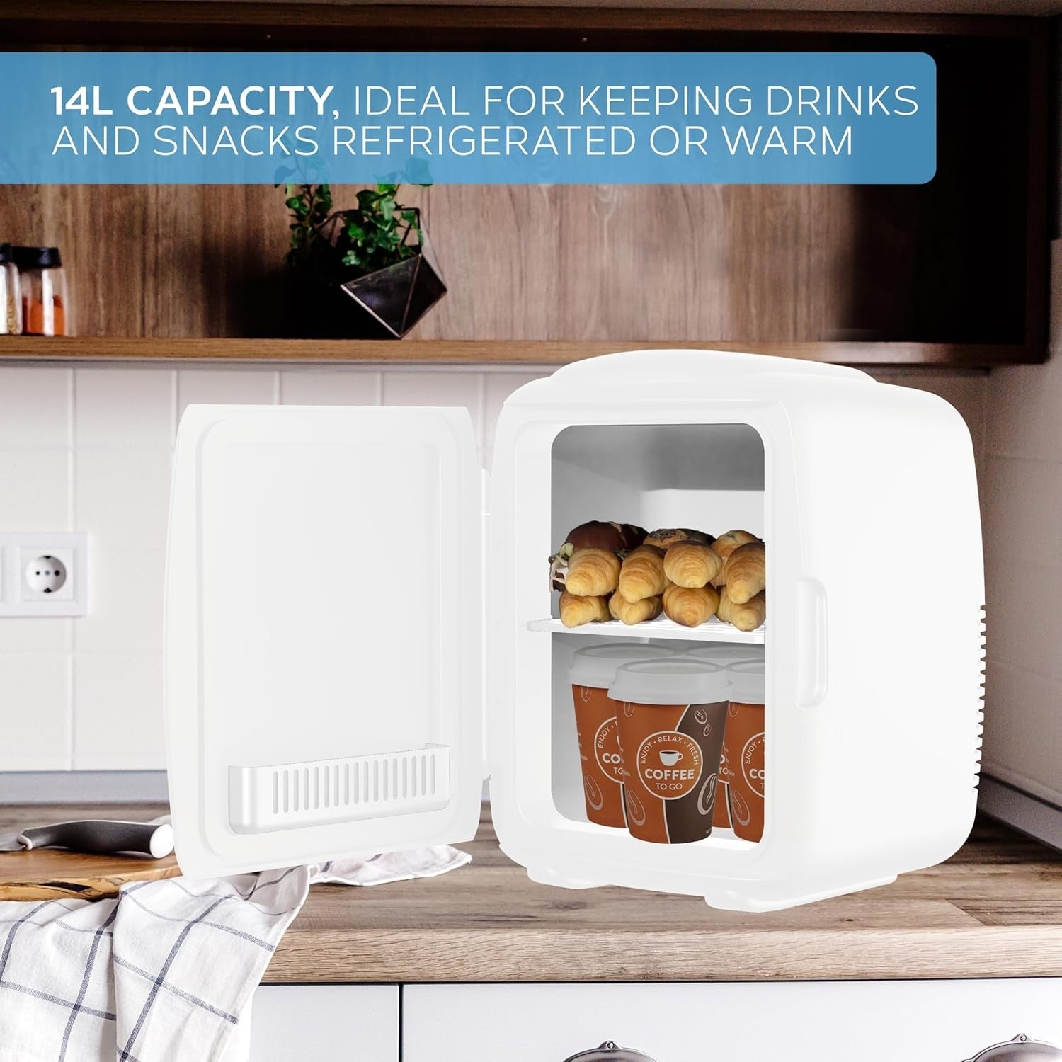 14L Mini Fridge Cooler & Warmer Portable White Mono AC/DC Frost Free