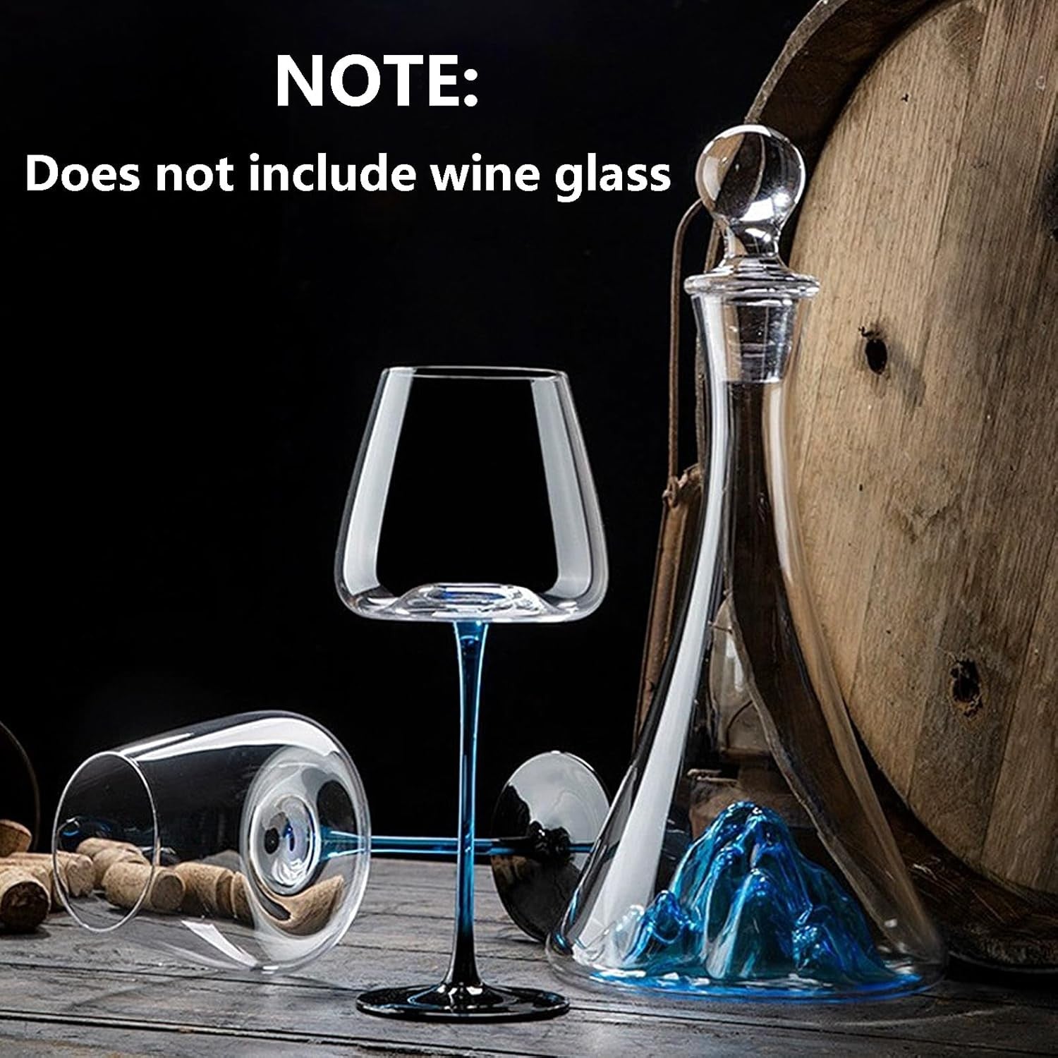 Crystal Wine Decanter 1.15L Blue Iceberg Waterfall Design Luxury Aerator
