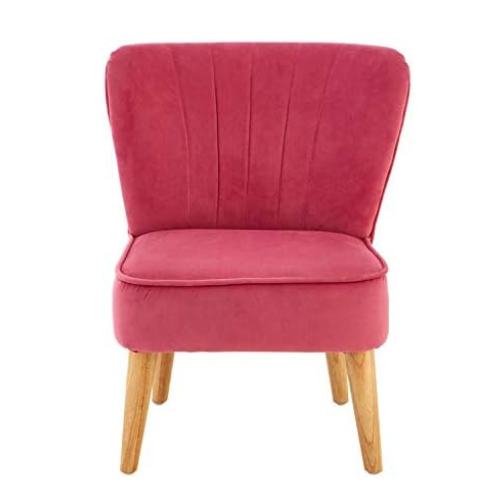 Soft Pink Kids Velvet Chair with Wooden Legs – Cozy, Stylish & Durable