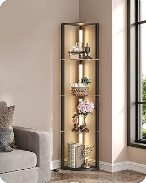 Corner Floor Lamp with Shelves Dimmable LED 4 Tier Storage Standing Light