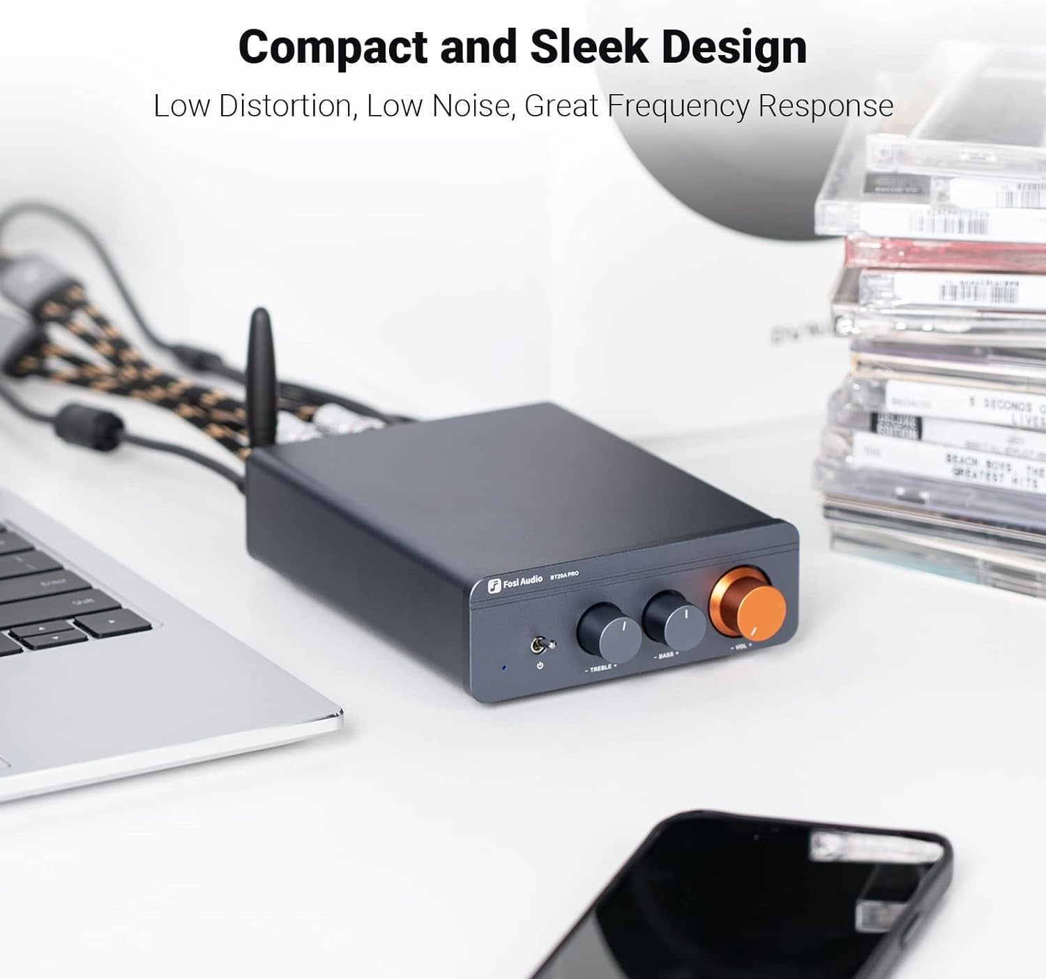 Black 2x300W Bluetooth 5.0 Stereo Amplifier – Mini Hi-Fi Class D