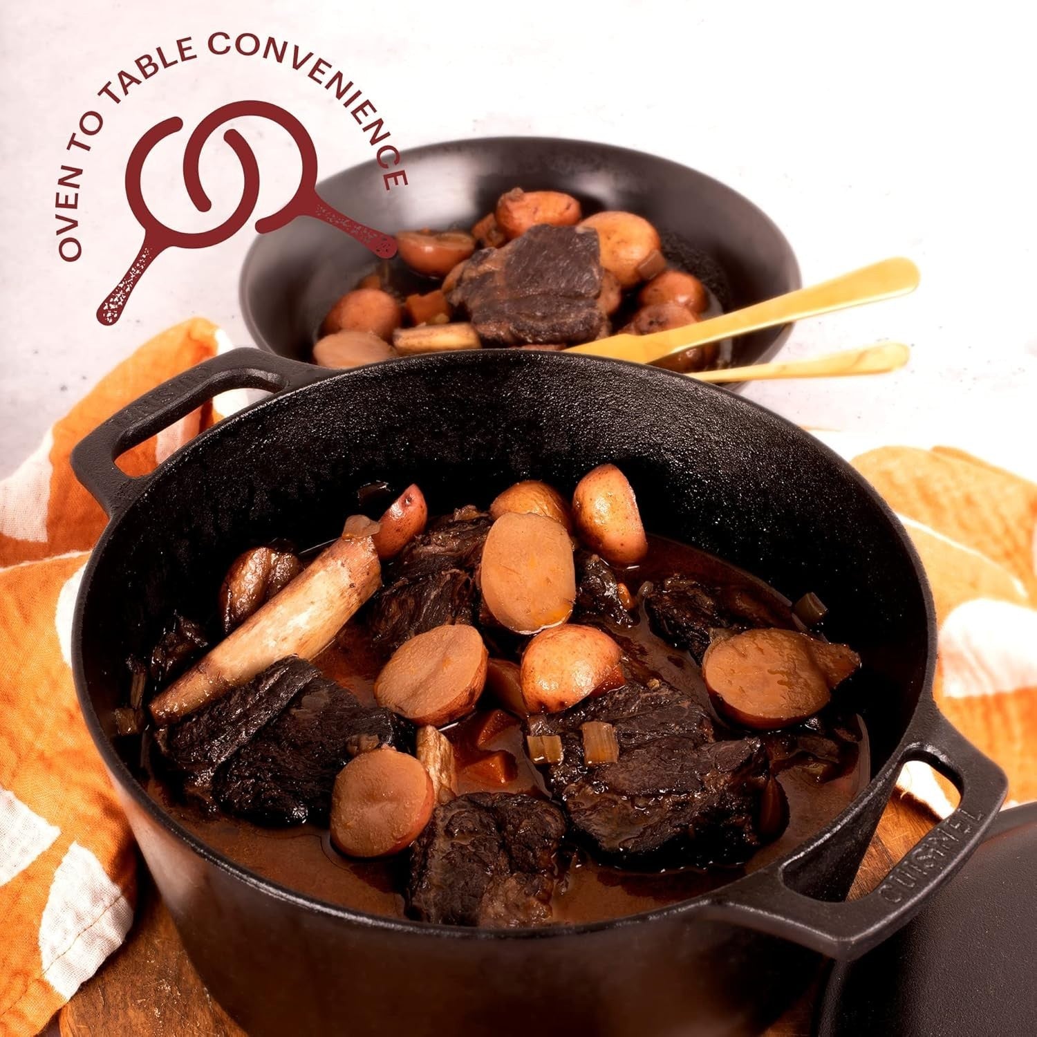 5 Quart Cast Iron Dutch Oven Pre Seasoned Deep Pot Braiser Lid Set