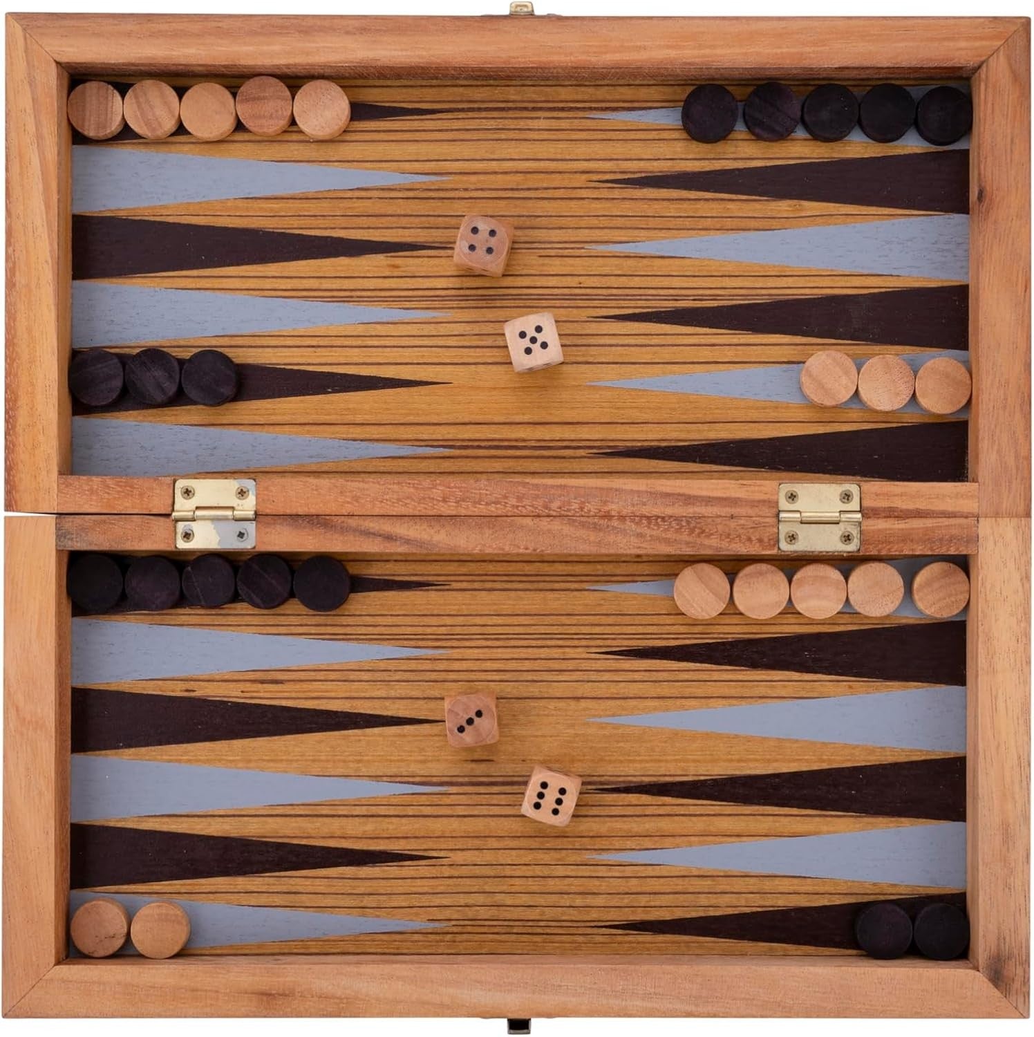 Large Wooden Chess Backgammon Set 40cm Folding Board Strategy Game