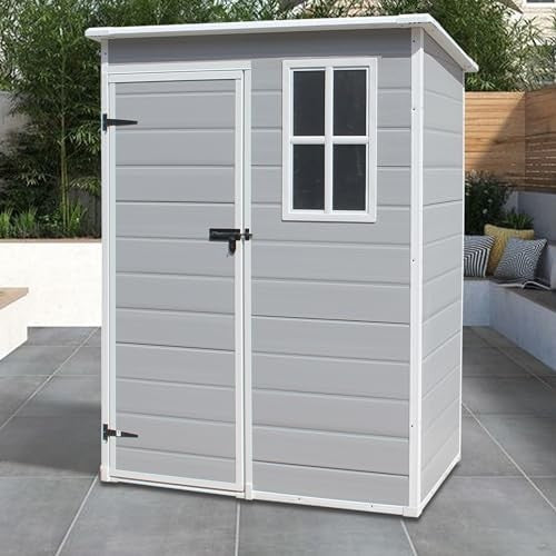 Plastic Garden Storage Shed 5x2.6ft Waterproof Outdoor Tool Shed with Floor Grey