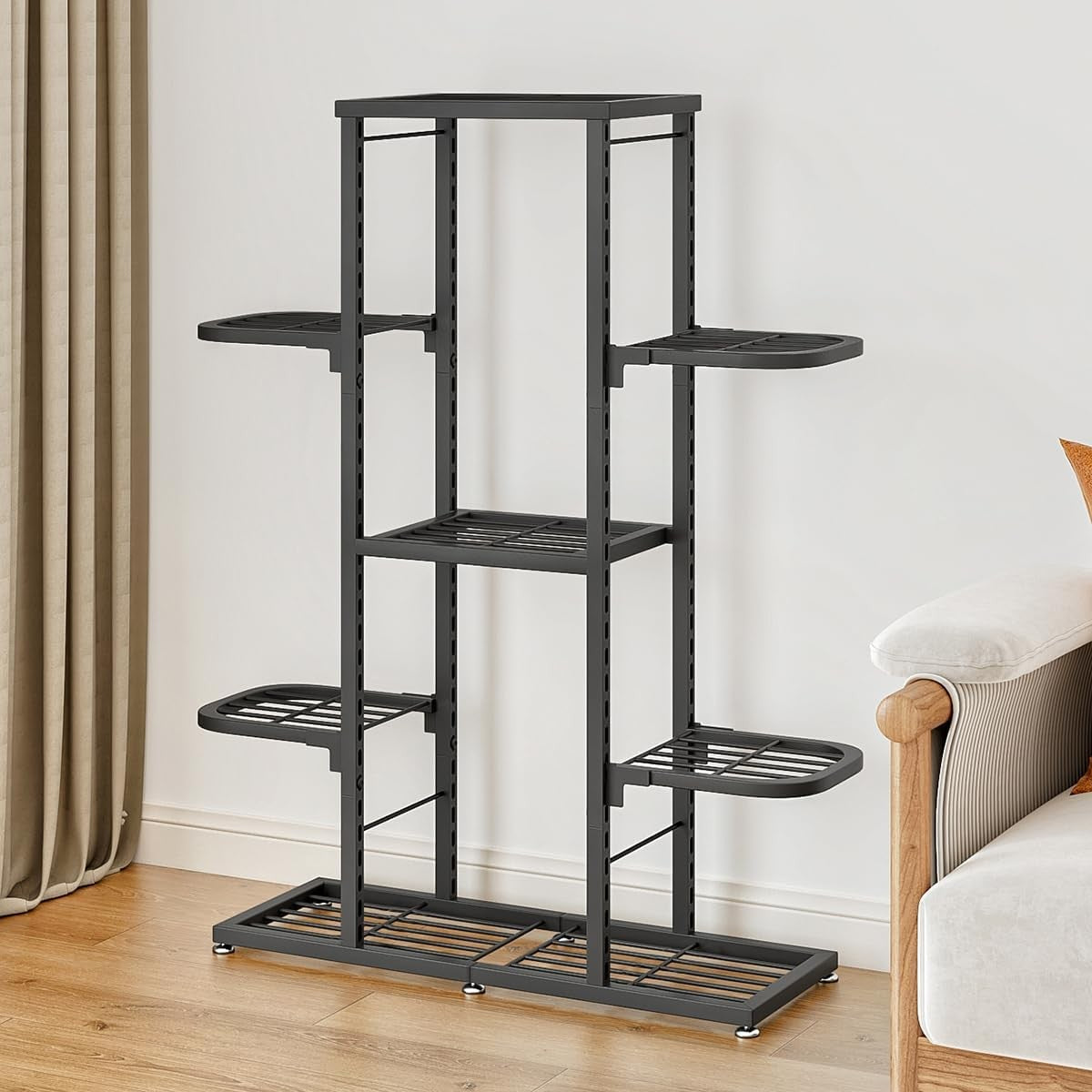 5 Tier Metal Plant Stand Indoor Outdoor Tall Flower Pot Display Rack Dark Grey