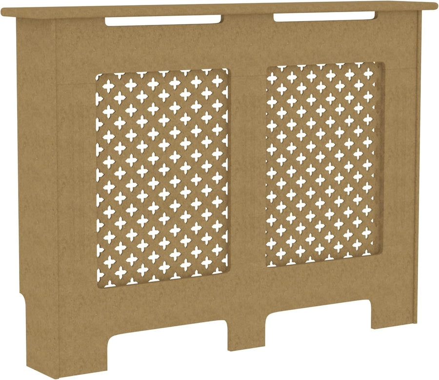 Medium Unfinished Radiator Cover 82x111x19cm MDF Cross Pattern Customisable