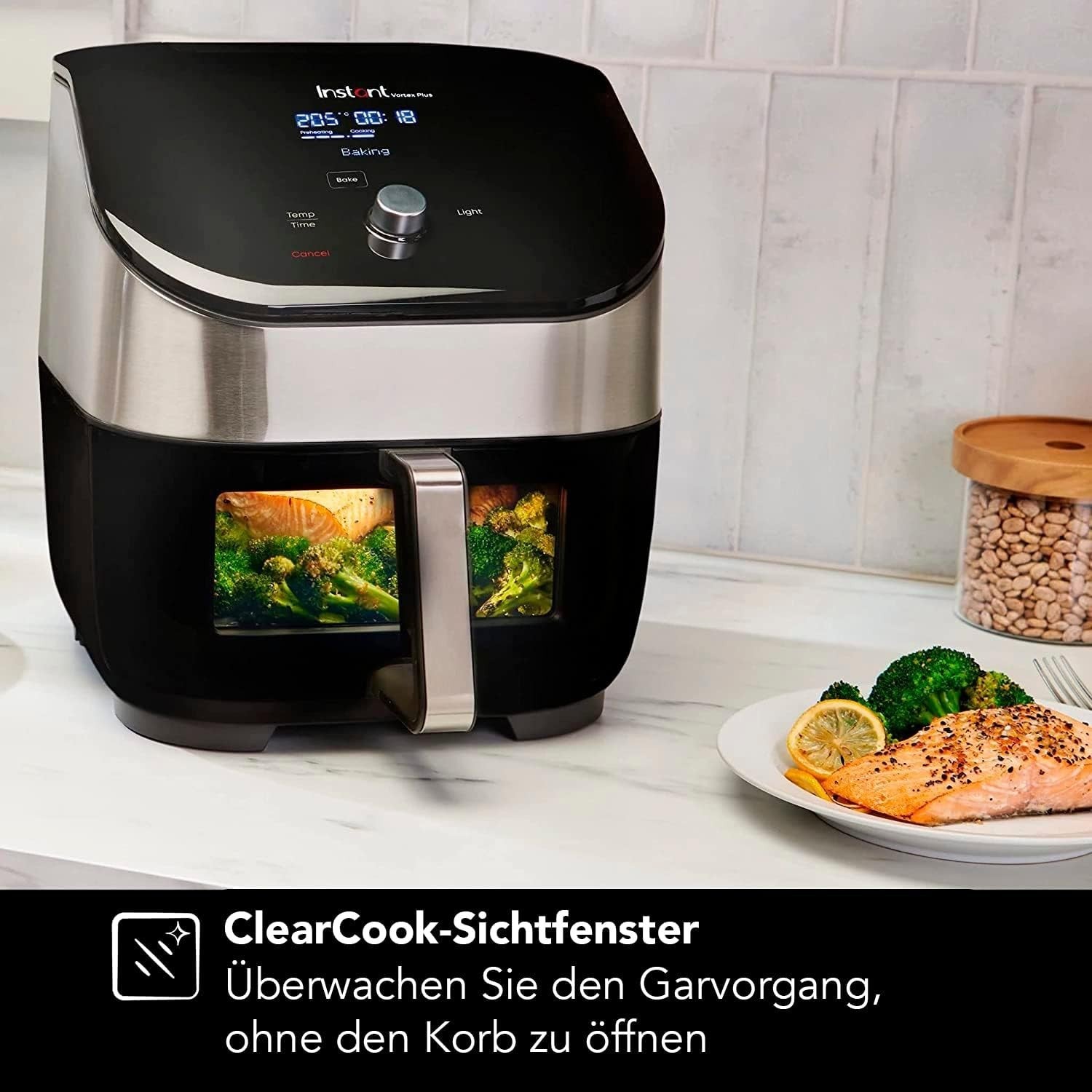 5.7L Air Fryer ClearCook Window Odour Filter 6in1 Touch 1700W Steel