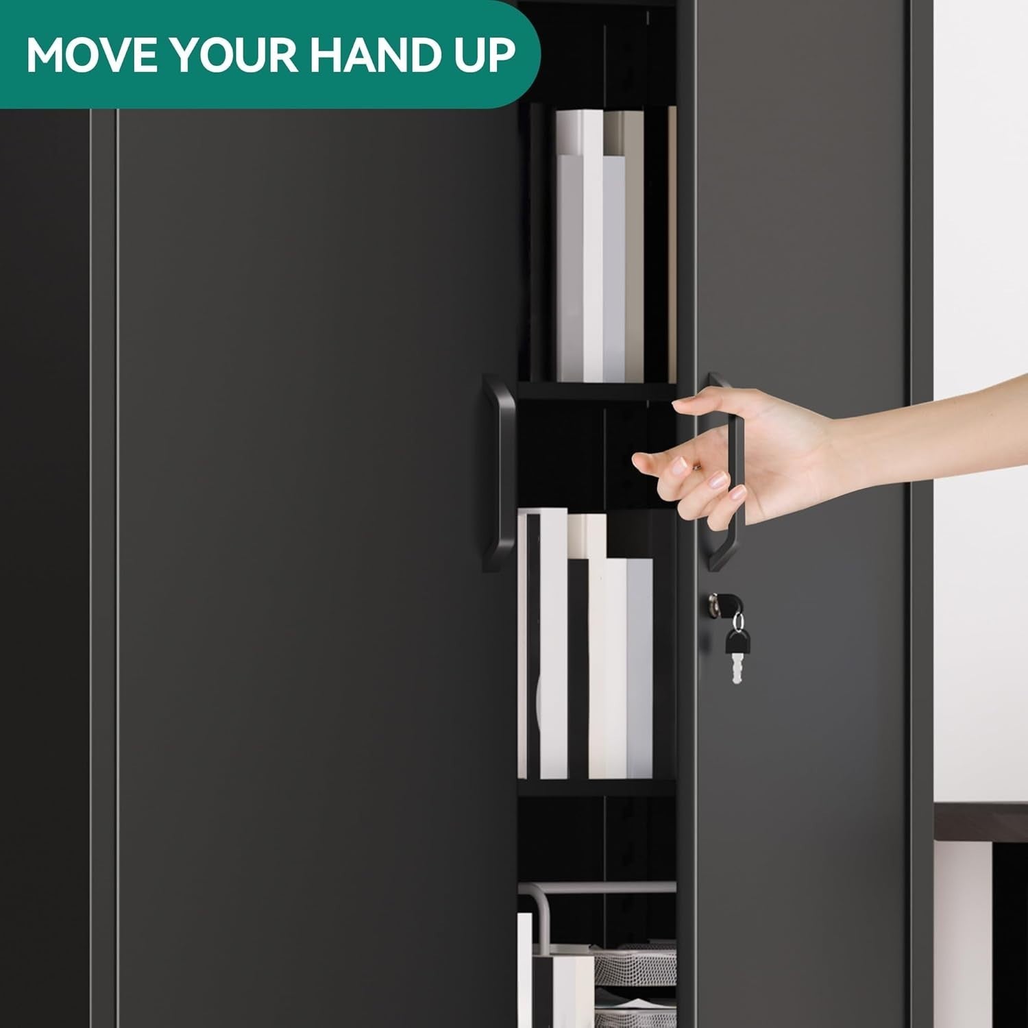 Tall Metal Storage Cabinet Lockable Filing Cabinet 4 Adjustable Shelves Black