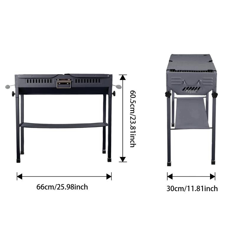 Portable Charcoal BBQ Grill Foldable Outdoor Garden Cooker w/ Utensils Set