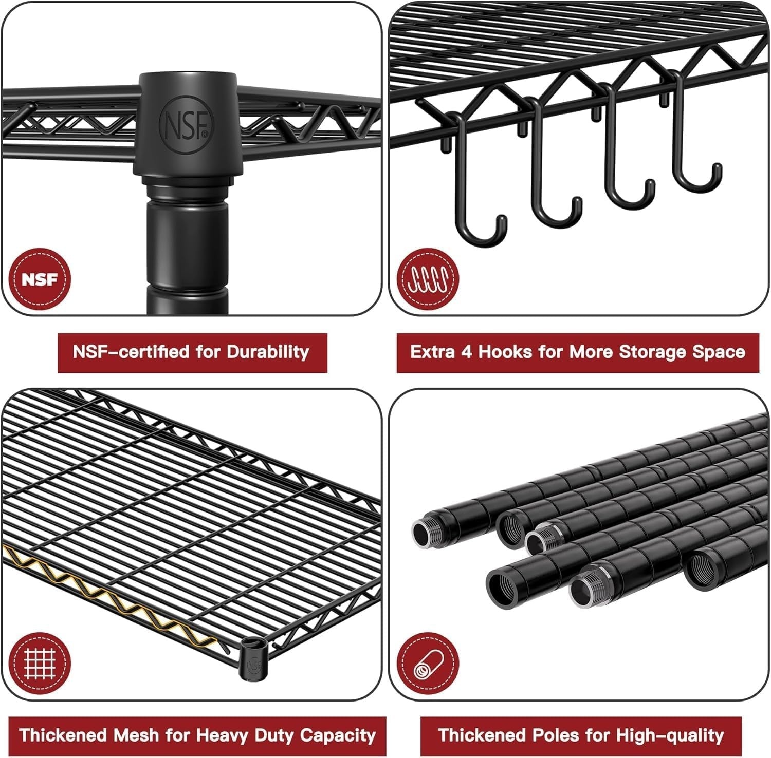 Heavy Duty Black 5-Tier Adjustable Garage Storage Shelf 120x60x180cm