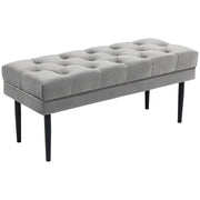 Grey Velvet End of Bed Bench Upholstered Button Tufted Hallway Seat 110cm
