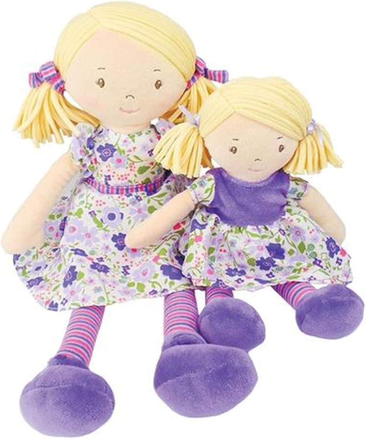 Organic Cotton Soft Rag Doll Floral Dress Cuddly Tea Party Gift for Girls
