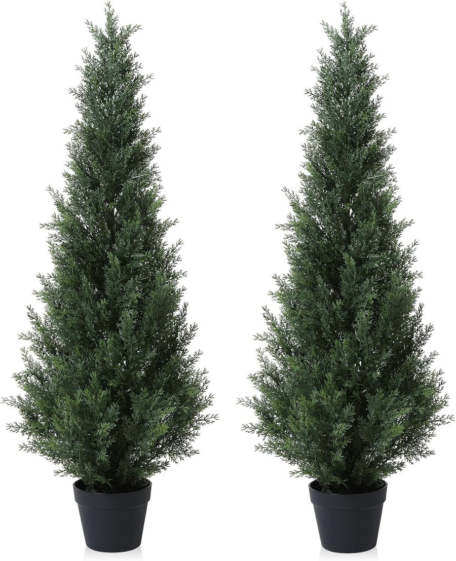 125cm Artificial Cedar Tree 2-Pack Outdoor Fake Plants Porch Home Garden Decor
