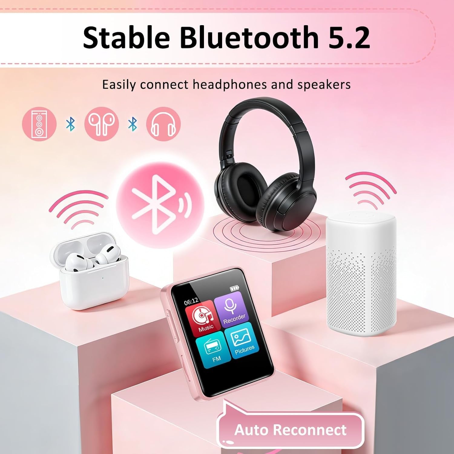32GB MP3 Player Bluetooth 1.8" Touch FM Radio Recorder