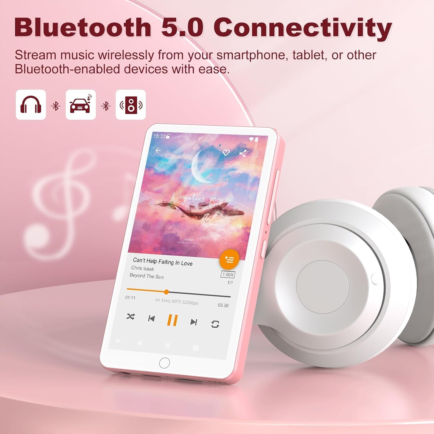 144GB MP3 MP4 Player Pink Bluetooth WiFi 4" Touchscreen