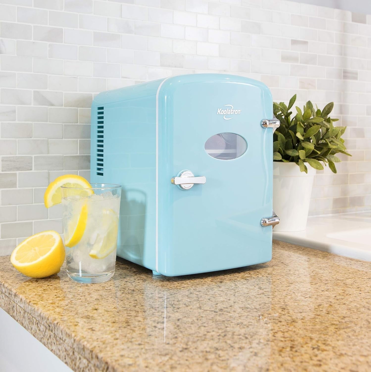 Portable Mini Fridge 4L 12V AC/DC Retro Cooler Bedroom Car Desk Aqua