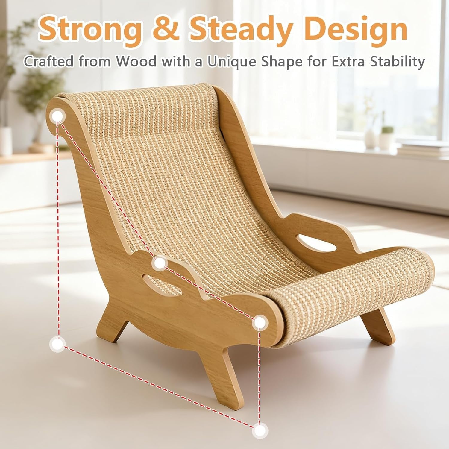 Hemp Rope Cat Scratcher Bed Recliner Chair w Replaceable Cushion