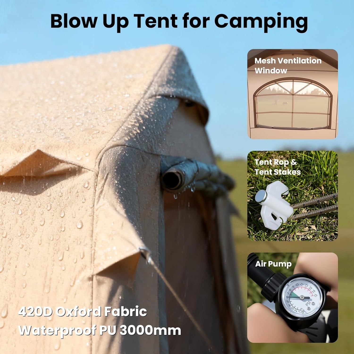 10 Person Inflatable Camping Tent 4 Season Waterproof Air Glamping