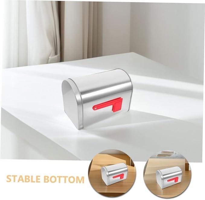 Silver Tin Mailbox Storage Box – Decorative Organizer for Cards, Candy, Letters